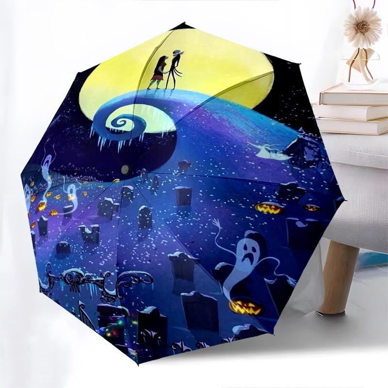 Nightmare Before Christmas, Jack Skellington Themed Automatic Opening and Closing Umbrella, Brightly Colored 8-rib Portable Umbrella, Suitable for Men