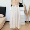 Skirt for Women Casual High Waist Long Loose Thickened Stretchy Slim Solid Colour Skirt