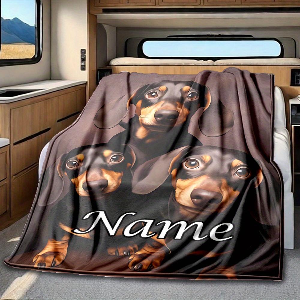 Dachshund Dog Portrait Blanketcustomize Your Name Lightweight Comfortable And Stylish Blanket For Travel Bed Home Chair Office Sofa And Camping All