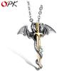 Мужское модное ожерелье из титановой стали с птерозавром и мечом