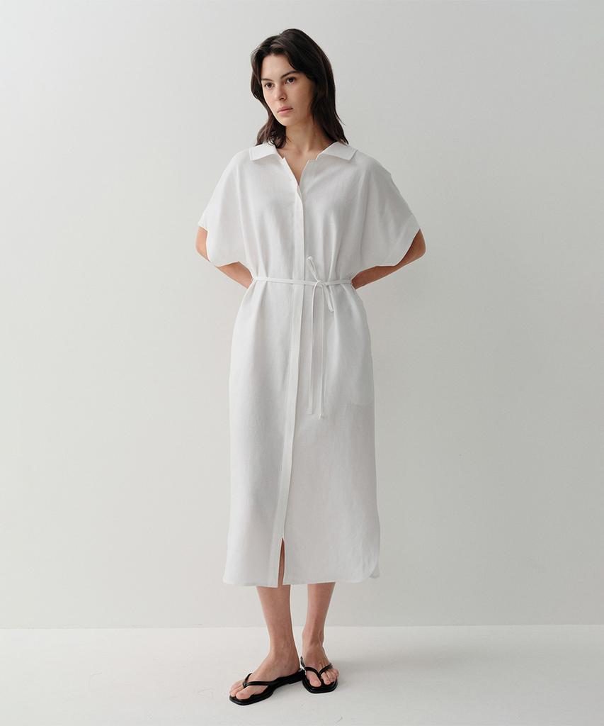 Ia Mallow Linen Shirt Dress (White)