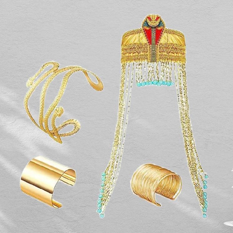 Women Egyptian Costume Accessories Egyptian Headpiece Snake Arm Cuff Wrist Bracelet Cuff For Theme Party Halloween