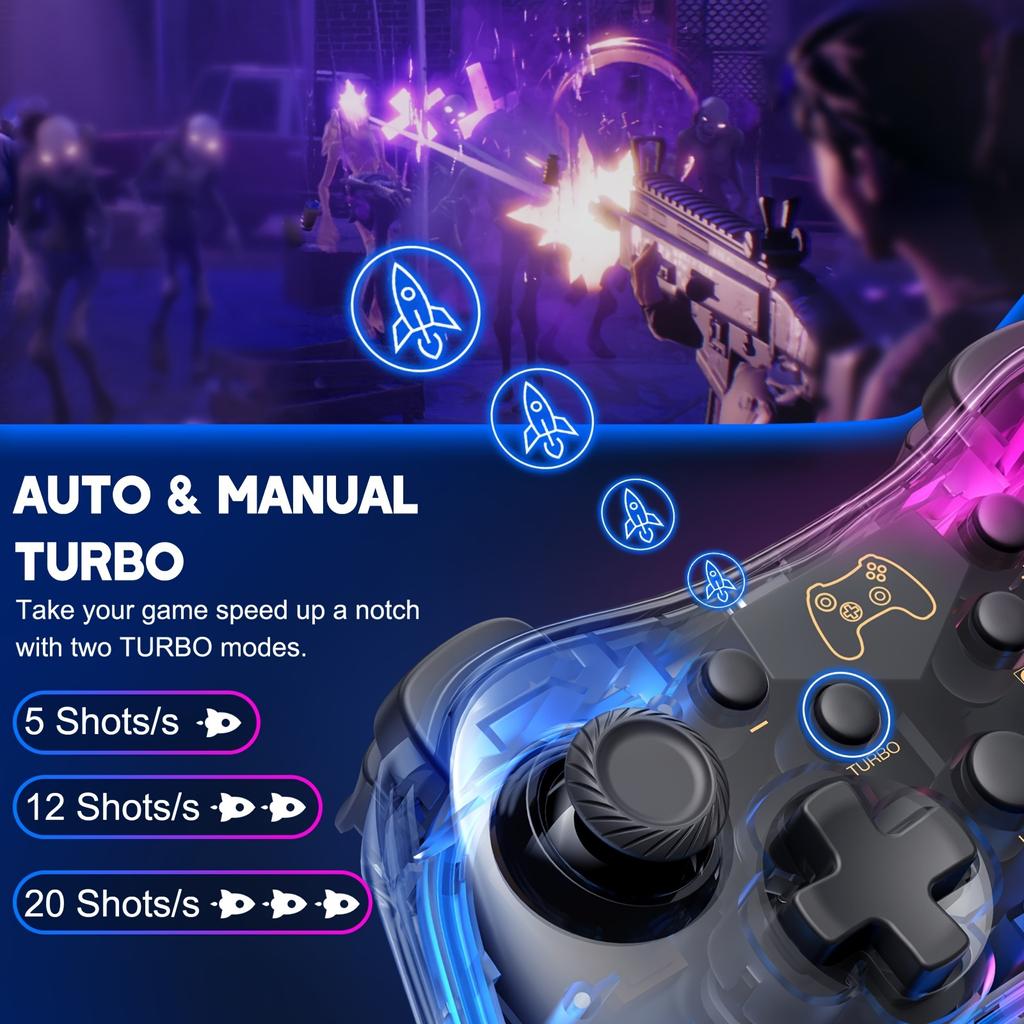 Контроллер Switch, совместимый с контроллером Switch/Lite/OLED Контроллер Switch Pro с функцией пробуждения с пульсирующей светодиодной подсветкой RGB