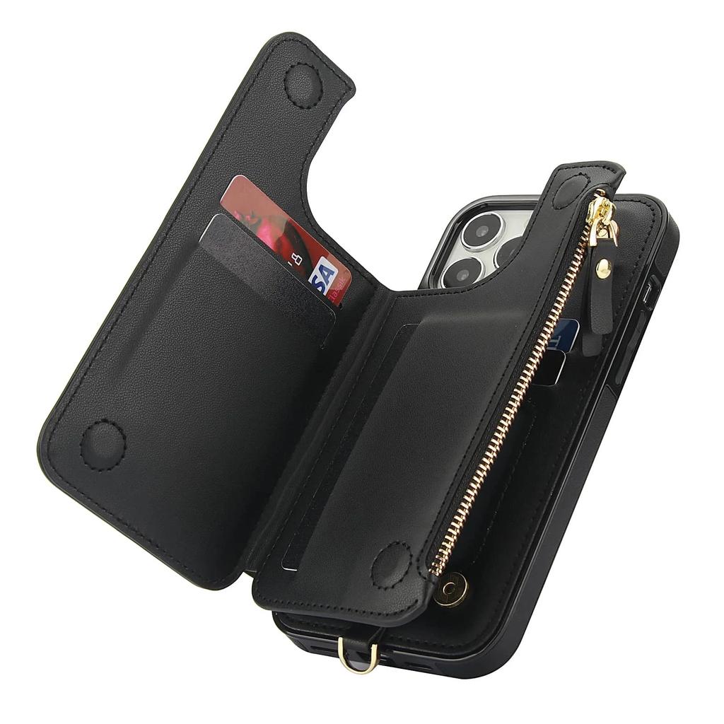 Wallet Case for iPhone 14/13/12/11 Pro Max 14 Plus/13/12 Mini/7/8/SE 2022 with Card Slot Holder, Magnetic Flip Folio Purse Case