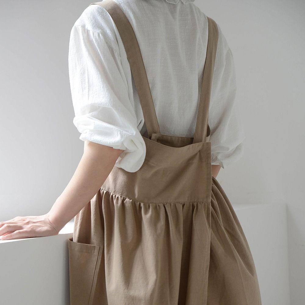 Adjustable Straps Korean Style Apron Cotton Cooking Apron Multifunctional Kitchen Apron  Baking
