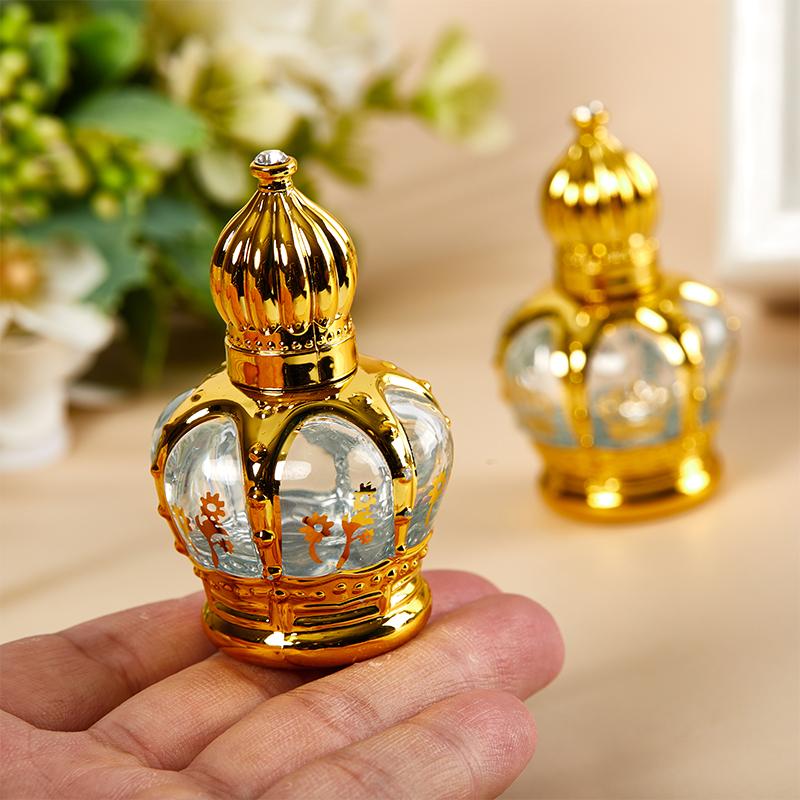 Стеклянный флакон для эфирного масла в форме золотой короны, пустой флакон для духов