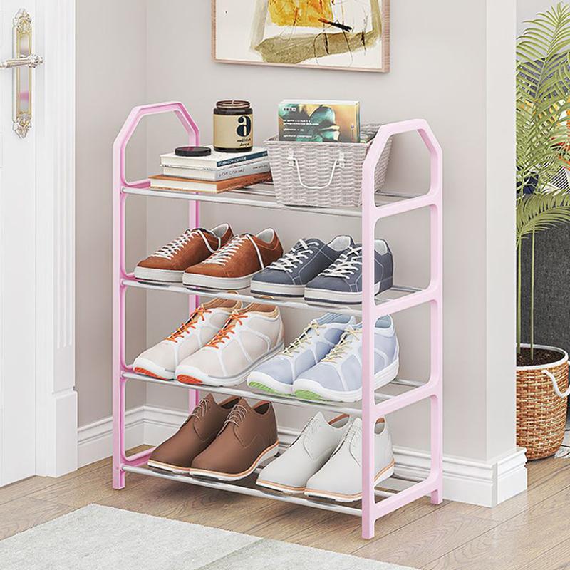Multi-Layer Shoe Shelf 4 Layers Simple Dust-Proof Storage Shoe Cabinet Multi-Layer Assembly Door Dormitory Organizer Rack