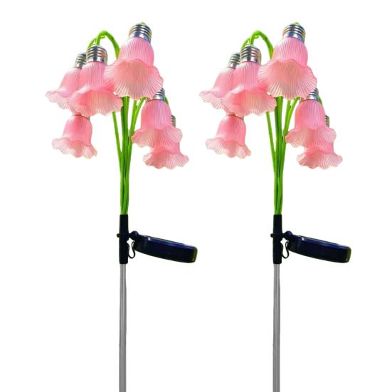 Gardening Gifts for Outdoor Lovers 6 Head Lily Solar Garden Light, IP44 Waterproof Flower Atmosphere Lights Terrace Stake Lamp Yard Patio, Pathway