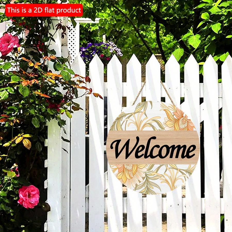 2D плоский 20*20 см 1 шт. Весенний подсолнух с принтом деревянная подвесная табличка с приветствием, простой и элегантный стиль, цветочные узоры, хорошее качество, художественные таблички, применимые к