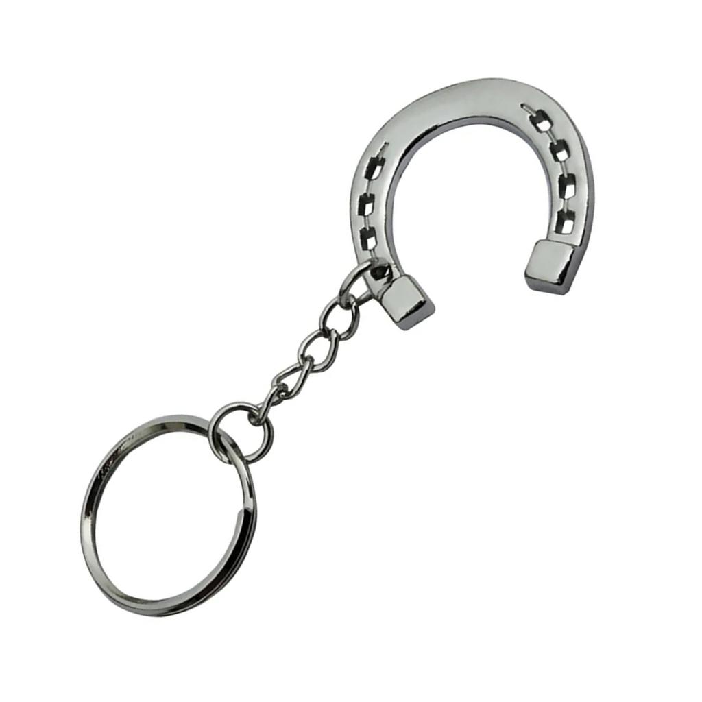 Fashionable Silver Tone Horseshoe Keyring Charm Sturdy Snaffle Bit Designs Keychain for Horse Lovers Decoration