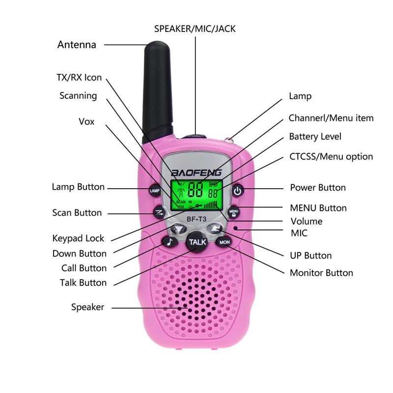 2PCS Baofeng BF-T3 Mini Walkie Talkie Children Toy Gift Kids Amateur Radio UHF 22 Channels Handheld Two Way Radio For Boys Girls