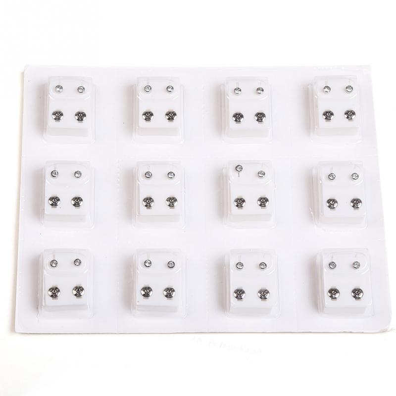 Хорошие модные ювелирные серьги для женщин для пирсинга, разноцветные циркониевые кристаллы, пирсинг, серьги-гвоздики, 12 пар/комплект, стильные, простые