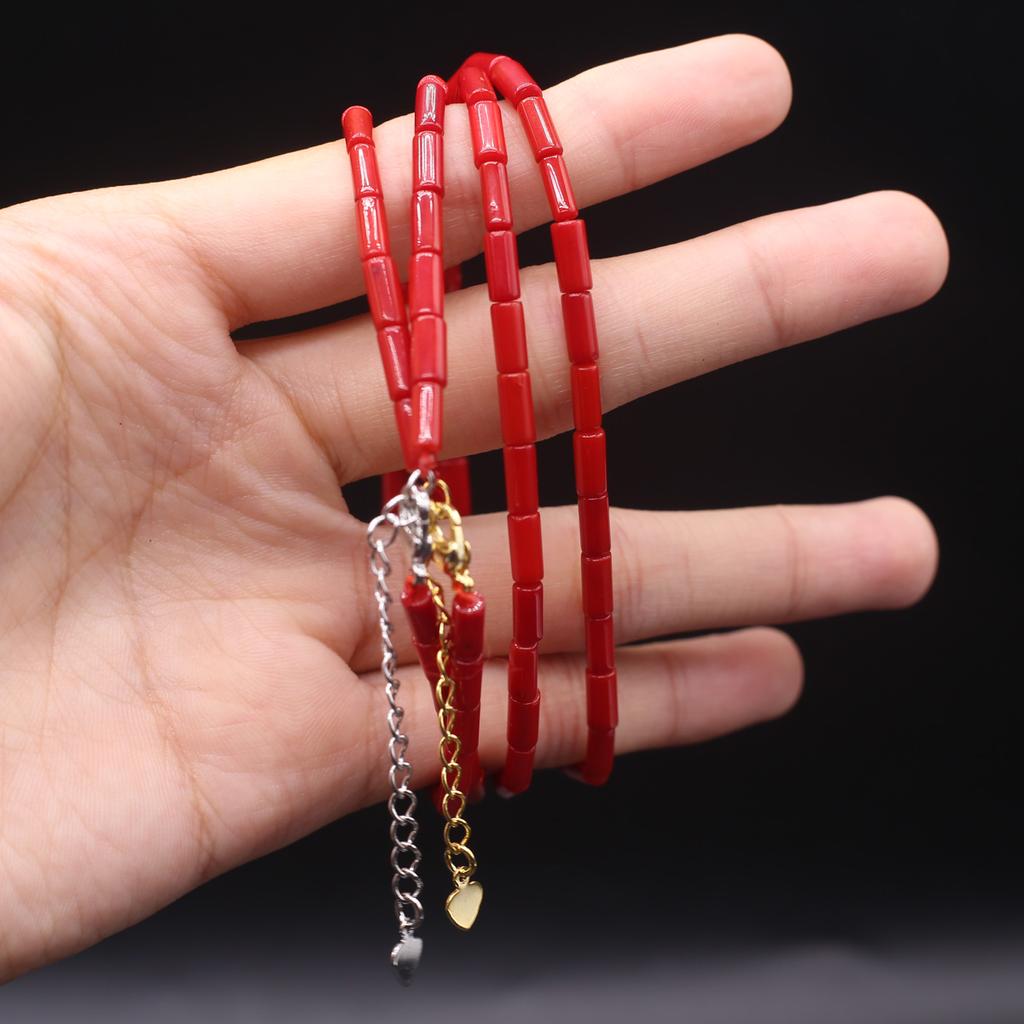 Синтетические бусины из красного коралла, 1 нить, 3 × 5 мм, цилиндрические свободные бусины-разделители для изготовления ювелирных изделий, ожерелья, браслета, аксессуары, длина 38 см