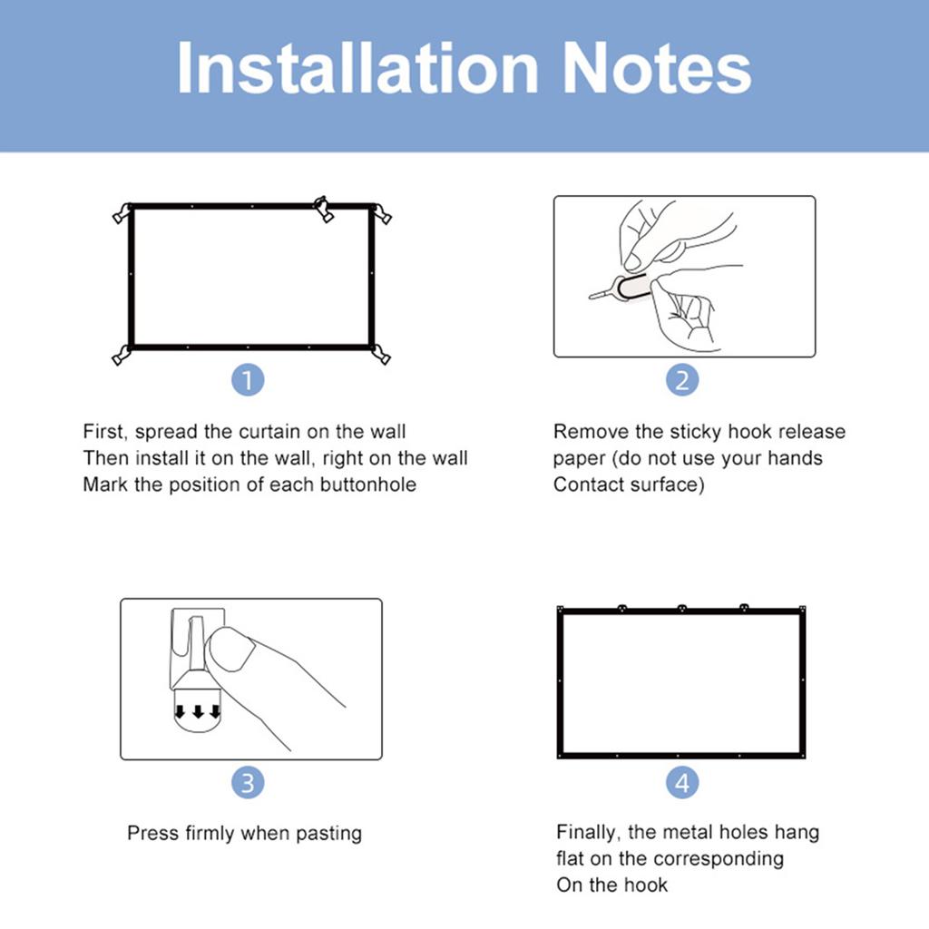 150 Inch Projector Screen 16:9 HD 4K Foldable Portable Double Sided Projection Anti-Crease Movie