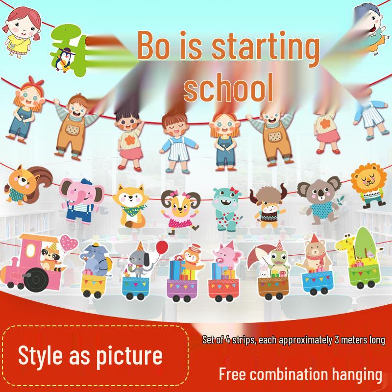 Creative Back-to-School Cartoon Banner Decoration for Classrooms and Kindergartens