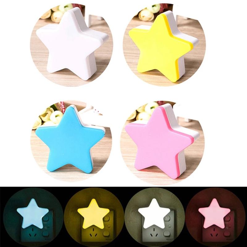 LED Stars Night Lights EU/US Plug Night Lamp Light Home Decoration Bedroom Bedside Baby Room Living Room Corridor Lighting Back Up Lights 1