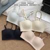 Traceless tube top type two-wear underwear women's shoulder strap soft support non-slip and anti-sagging small chest gathering bra without steel ring