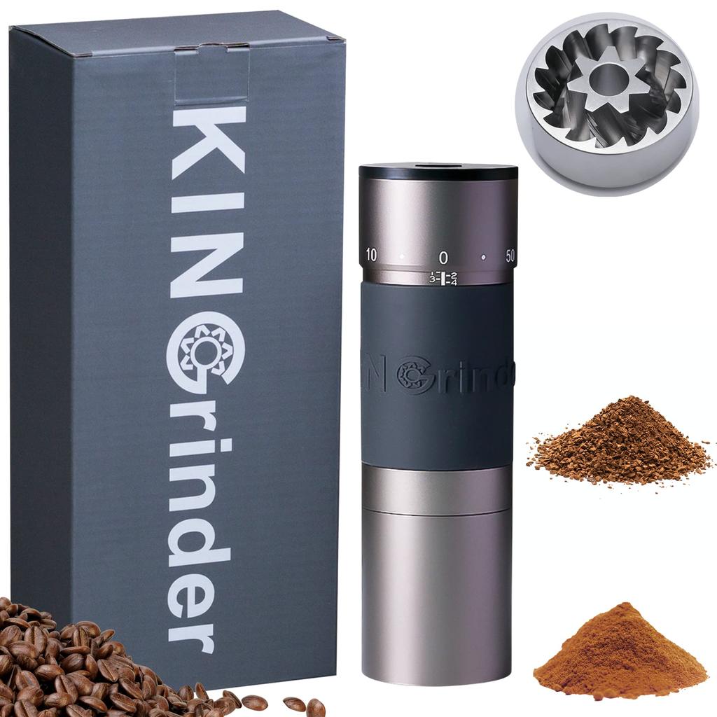 KINGrinder K6 Hand Coffee Grinder, Externally Adjustable, 240 Grinding Levels, Conical Metal Blade for Uniform Grinding, 35g Capacity