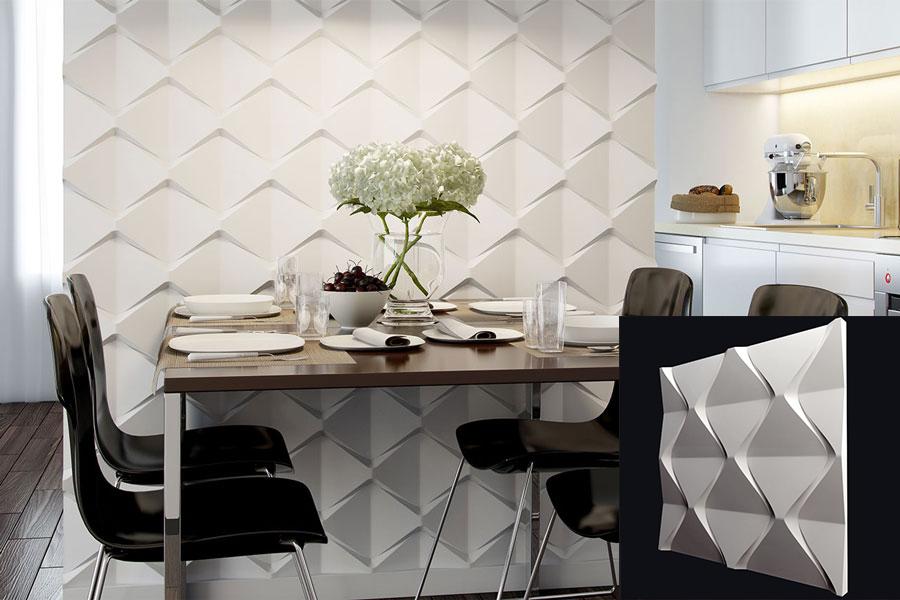 3D Wall Panel Mold for Gypsum, Plaster or Concrete Tile for Decorative Wall Panels 'Pyramids'