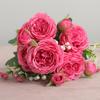 1pcs/30cm Rose Pink Silk Bouquet Peony Artificial Flower 5 Big Head 4 Small Bud Bride Wedding Home Decoration