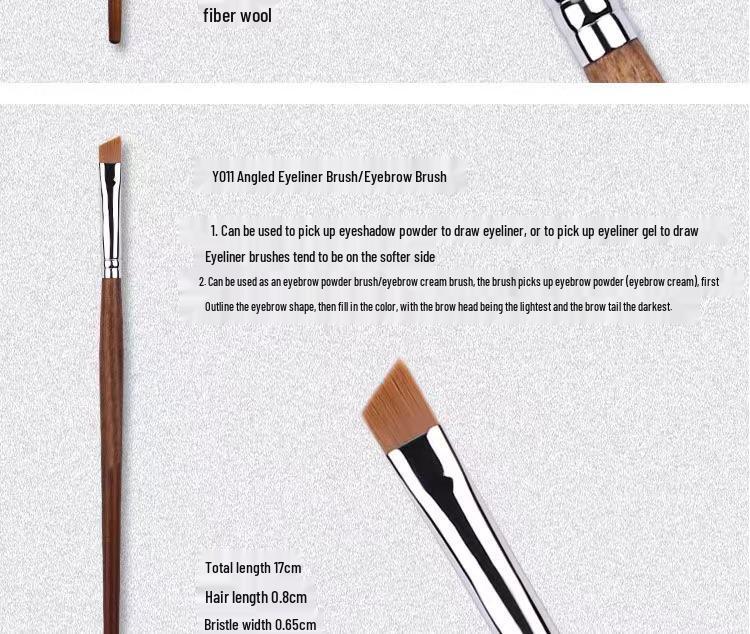 Скошенная кисть для макияжа из шерсти животных для теней, растушевки, консилера и нанесения на губы и брови.