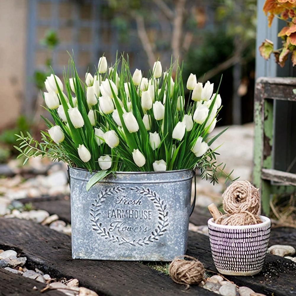 Букет из 6 шелковых тюльпанов, искусственные тюльпаны, всего 30 головок, искусственная цветочная композиция для домашнего офиса, вечеринки, свадьбы, отличный подарок на День матери