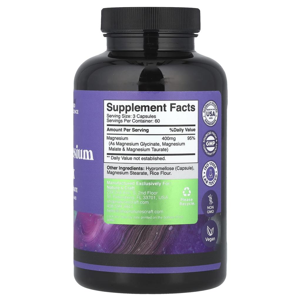 Nature'S Craft, Triple Magnesium Complex, 180 Capsules (133Mg per Capsule)