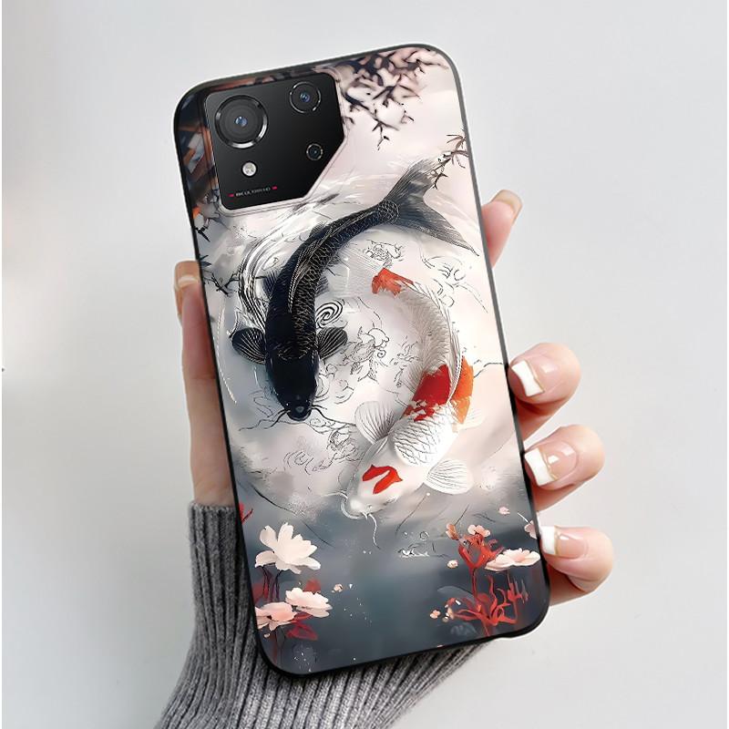 Чехол для Asus ROG Phone 8 Чехол для телефона ROG 8 Pro Роскошный Милый Кролик с Сердечком Забавный Черный Мягкий ТПУ Силикон Защитная Задняя Крышка