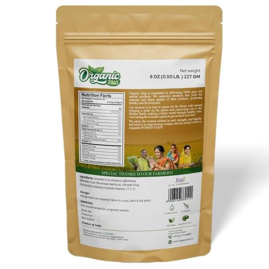 Органический Zing представляет порошок Трифала - Высушенные на солнце плоды Амлы, Бибхитаки и Харитаки | Веганский | Без консервантов - 227г (Пакет из 3)