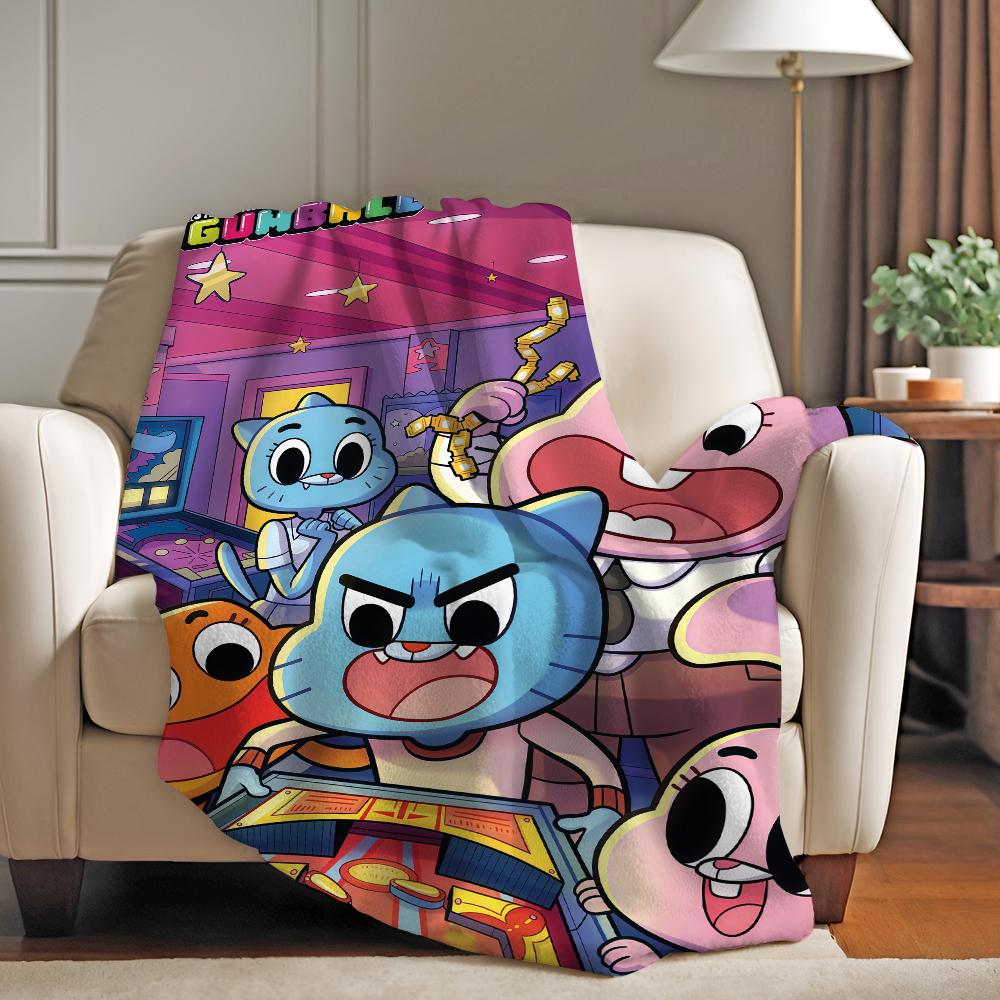 Мультяшное одеяло The Amazing World of Gumball для дивана, офиса, кровати, самолета, путешествий, сна, чтения, отдыха, кемпинга. Мягкое и теплое