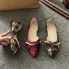 Plaid Flat Bottom Casual Low-Top Single Shoes 24 Flannel Surface Pearl Pointed Head One Pedal Simple Fashion Shoes