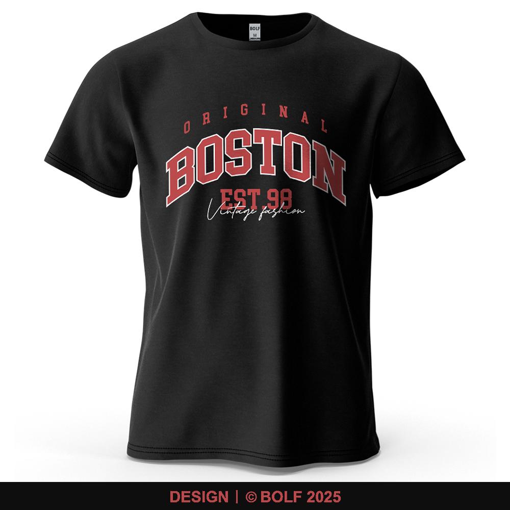 Original Boston Printed Men's T-Shirt Oversized Graphic Tees for Women Tops Tees Casual Streetwear