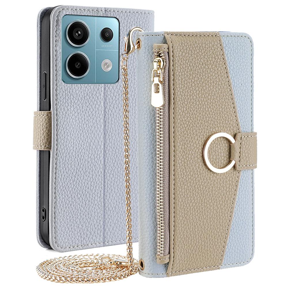 Crossbody Case for Xiaomi Redmi Note 13 Pro 5G/Poco X6 5G Zipper Pocket Phone Cover with Makeup Mirror