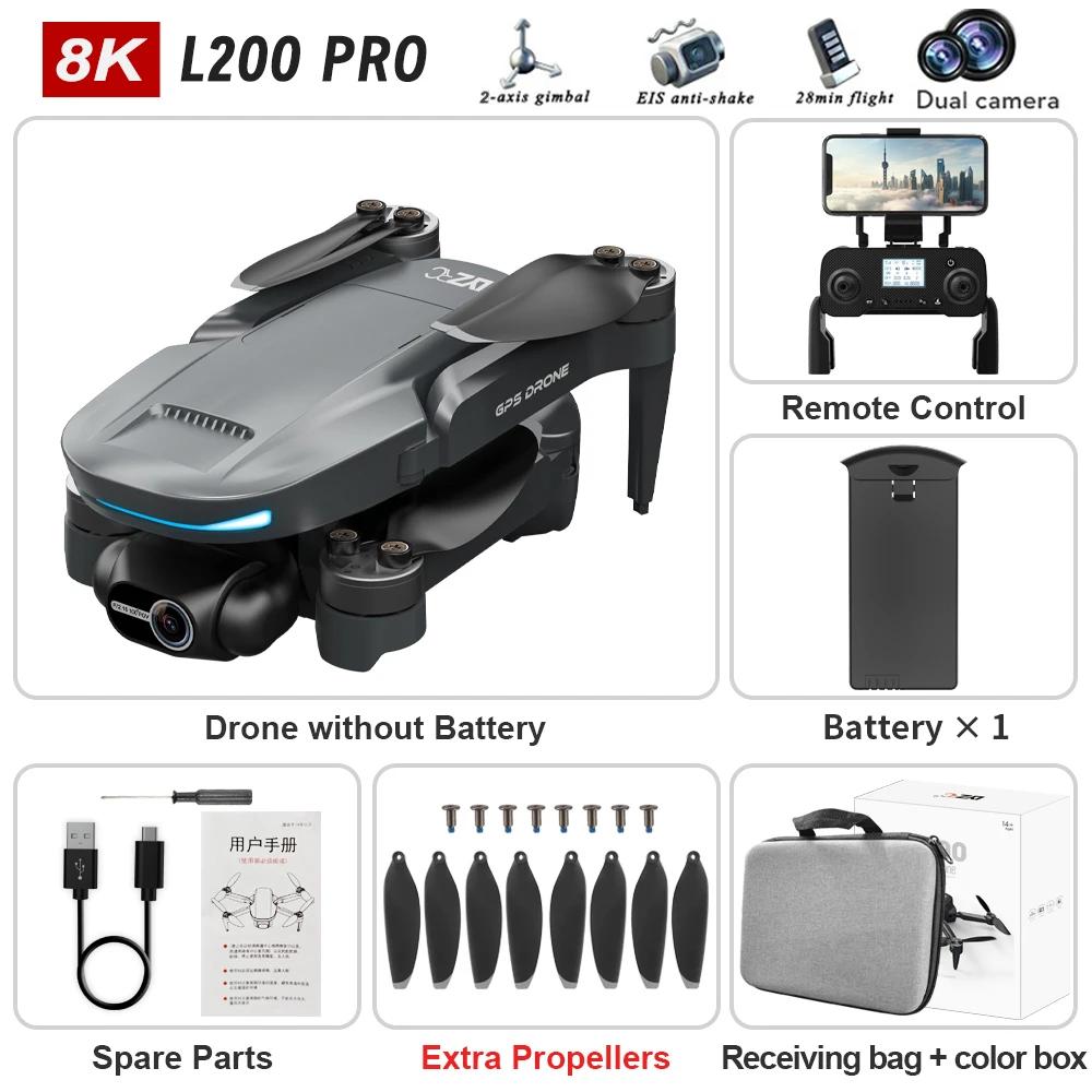 New L200 PRO MAX 4K Professional Drone GPS EIS Dual Camera Obstacle Avoidance Flight 2-axis PTZ Brushless Helicopter GPS RC toys