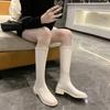 Модные женские ботильоны до колена Женские на молнии Толстый высокий каблук Сексуальные квадратный каблук Высокие ботфорты 2025 Роскошные осенне-зимние ботинки на каблуке