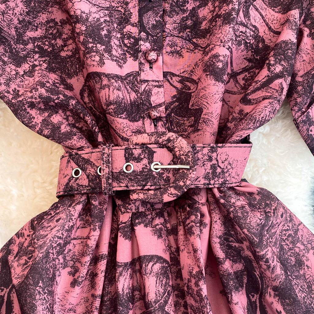 Винтажное платье с принтом, женское платье-рубашка трапециевидной формы с короткими рукавами и лацканами, женские элегантные летние длинные халаты трапециевидной формы, Vestidos