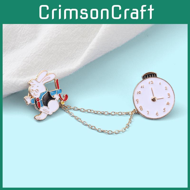 Очаровательный значок с дизайном часов в виде кролика, креативная мультяшная милая брошь-пинка в виде кролика, оптом