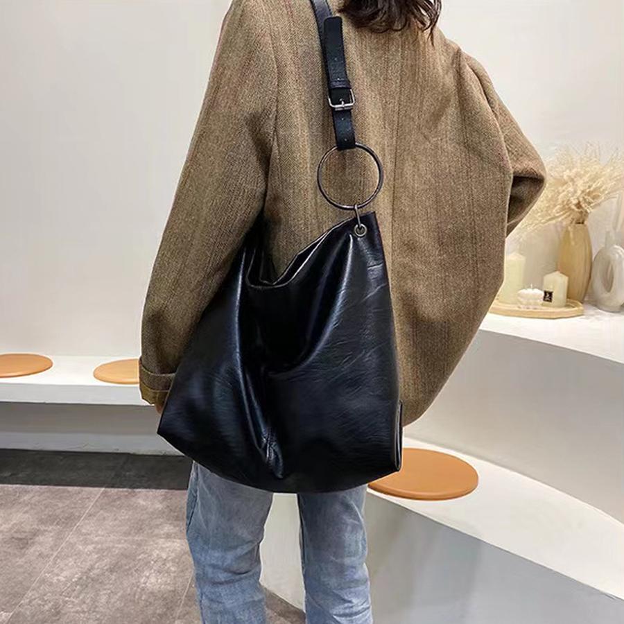 2026 new women's tote bag, large capacity, pure color shopping bag, simple and fashionable shoulder bag,versatile cross-body bag