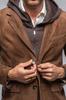Men Brown Suede Blazer Formal Soft Lambskin Leather Handmade Fashionable Casual
