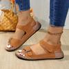 Summer Women Sandals Plus Size Comfortable Flat Sandals 2025 New Brand Open Toe Sandals Belt Buckle Casual Shoes Women