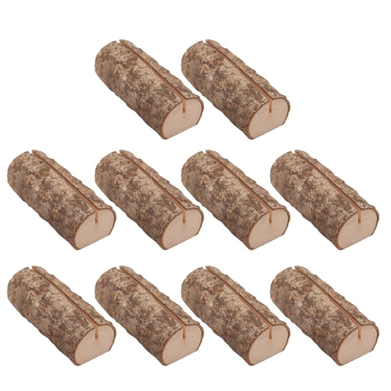 20Pcs Wood Table Number Holders Stand Wood Name Card Holders Wood Name Cards Food Label Memos Photo Holders for Wedding