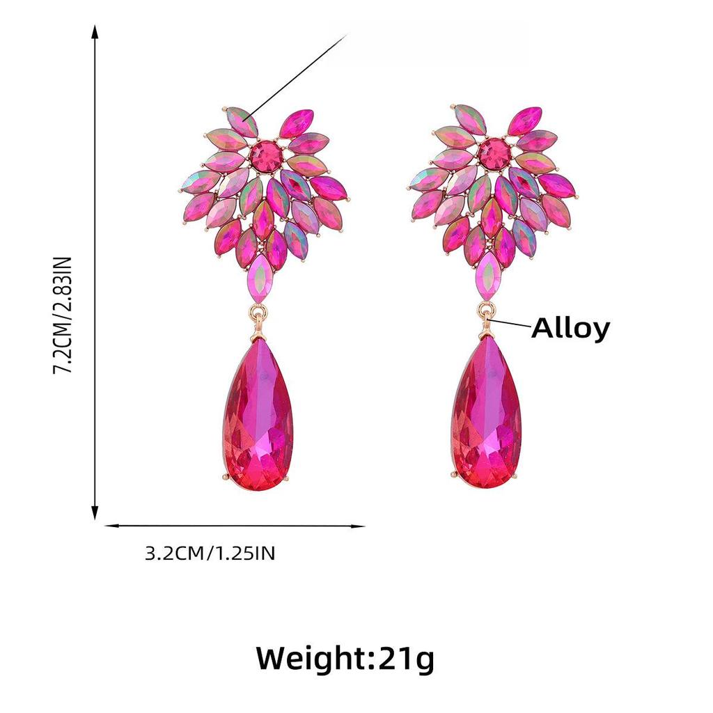 Серьги-цветы в форме капли: Сплав с полным алмазом и акрилом, европейский и американский стиль