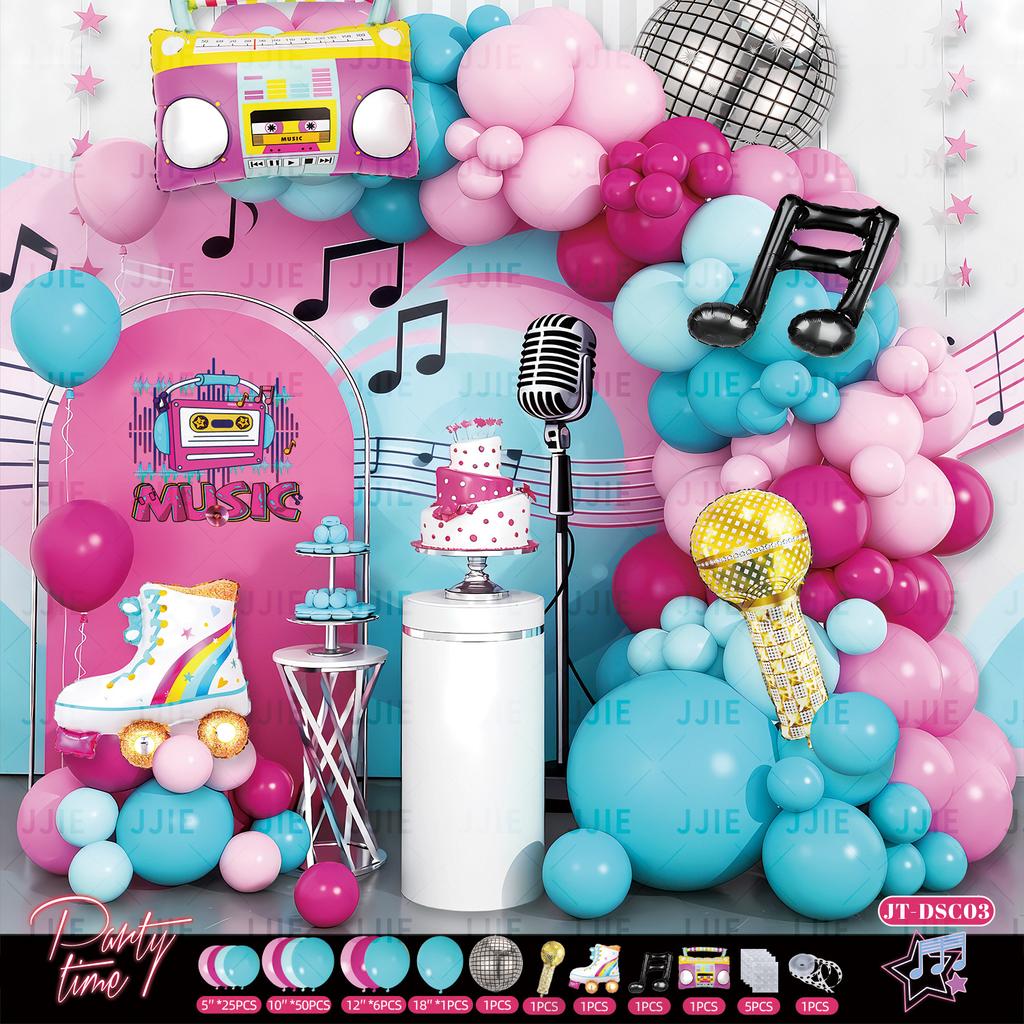 Disco-Themed Latex Ball Set 80S And 90S Retro Balloon Set Radio Scene Arrangement