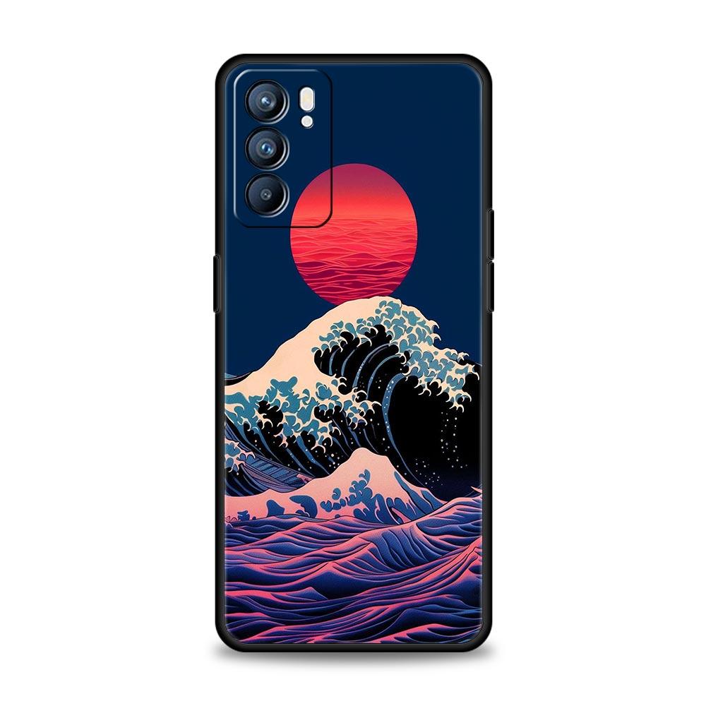 Модный Чехол для Телефона 'Большая Синяя Волна' Для Oppo Reno13 Reno12 Reno11 F Reno10 Pro A54 5G Find X5 A53 A52 A9 A17 4G A79 A80 A98