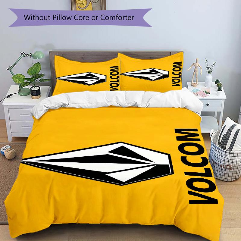 Комплект постельного белья Volcom Culture Print из 3 предметов: пододеяльник с 2 наволочками. Домашний подарок на день рождения