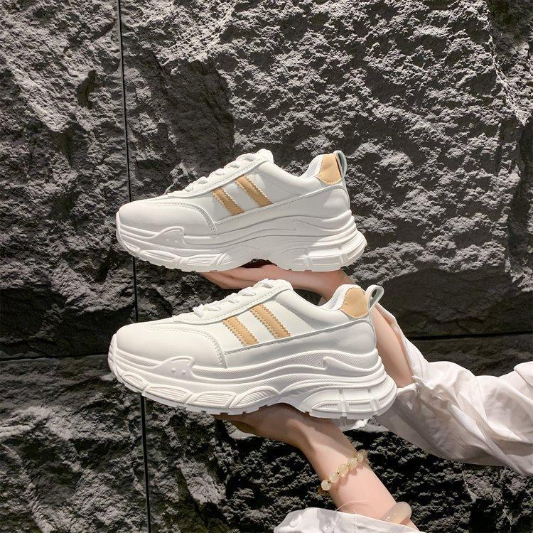 Кожаные кроссовки на платформе в стиле "dad shoes" Новые осенние легкие и дышащие повседневные спортивные туфли