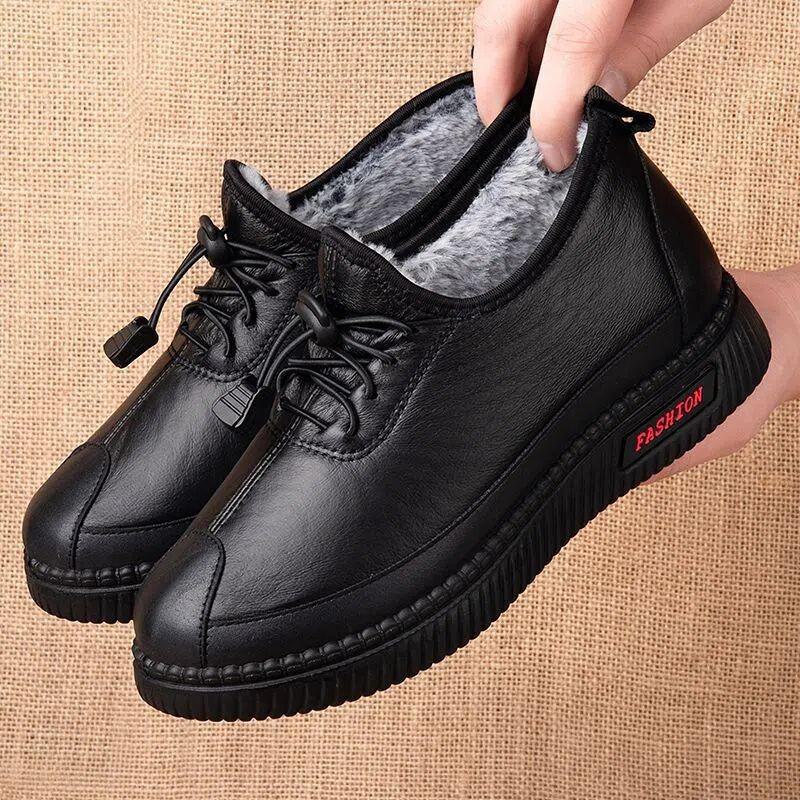 Женская зимняя бархатная нескользящая теплая обувь для пожилых людей