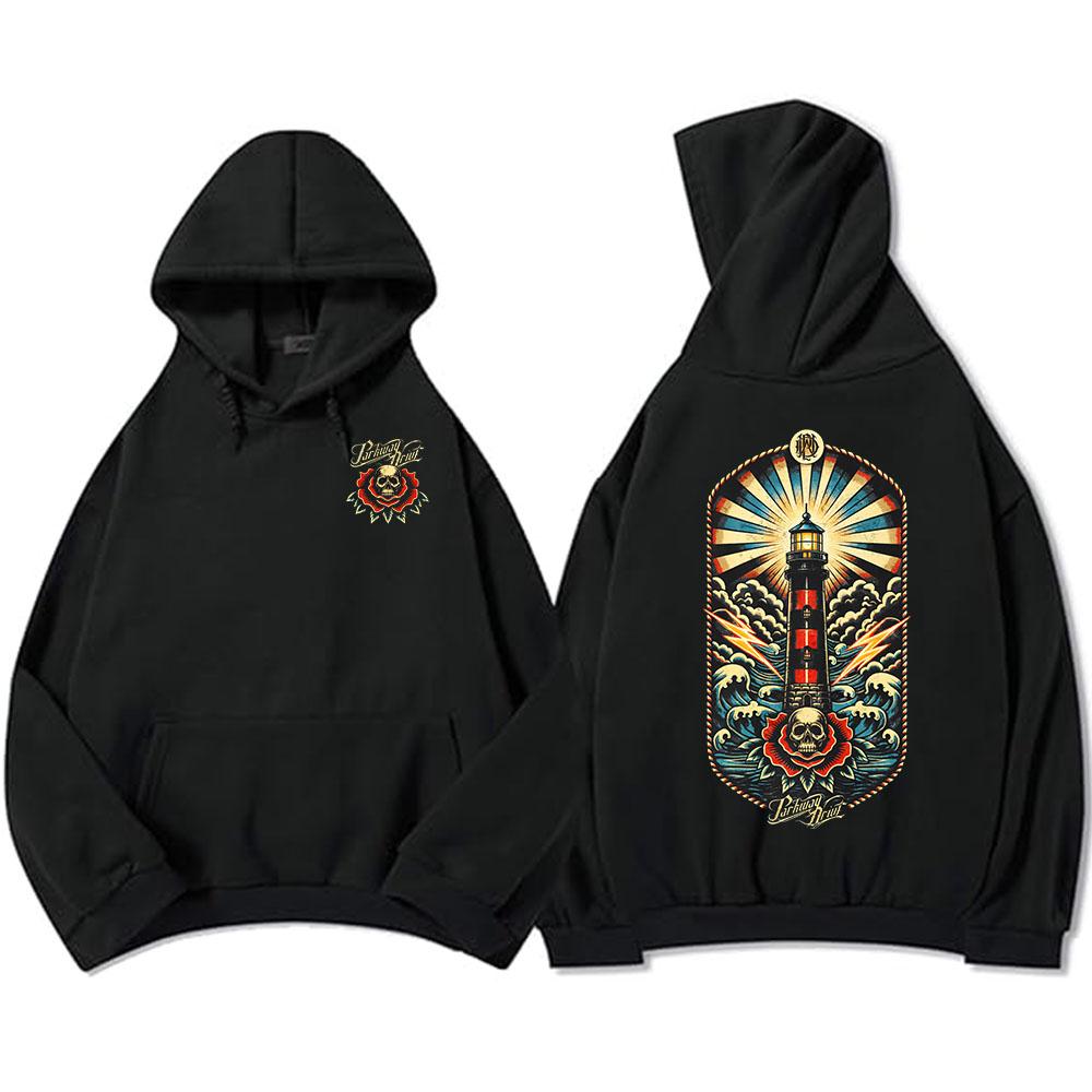 Skeleton Lighthouse Pullover Hoodie Parkway Drive Rock Band Fashion Sweatshirts Long Sleeve Winter Fleece Men Clothing