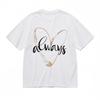 Women's Breathable Classic T-Shirt Shiny Heart and Script Font Art Oversize Tee