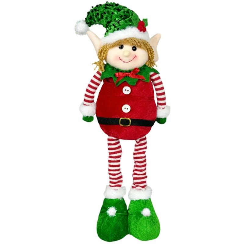 Stretchable Plush Doll Ornament Adjustable Height Telescoping Plush Figure Christmas Decoration for Living Room Bedroom